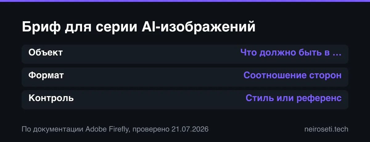Бриф для серии AI-изображений: объект, формат и контроль стилем или референсом